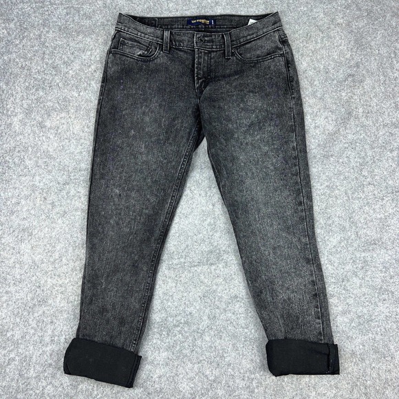 Levi's Jeans‎ Womens 9 Juniors 524 Too Superlow Black Crop Capri Cuff Stretch - Picture 1 of 15